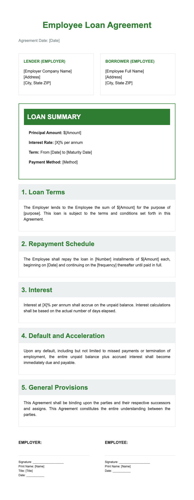 Traditional Neutral Employee Loan Agreement